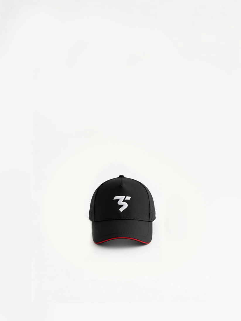 Sports Cap in black with Third Shot 3 logo — breathable padel and pickleball court cap