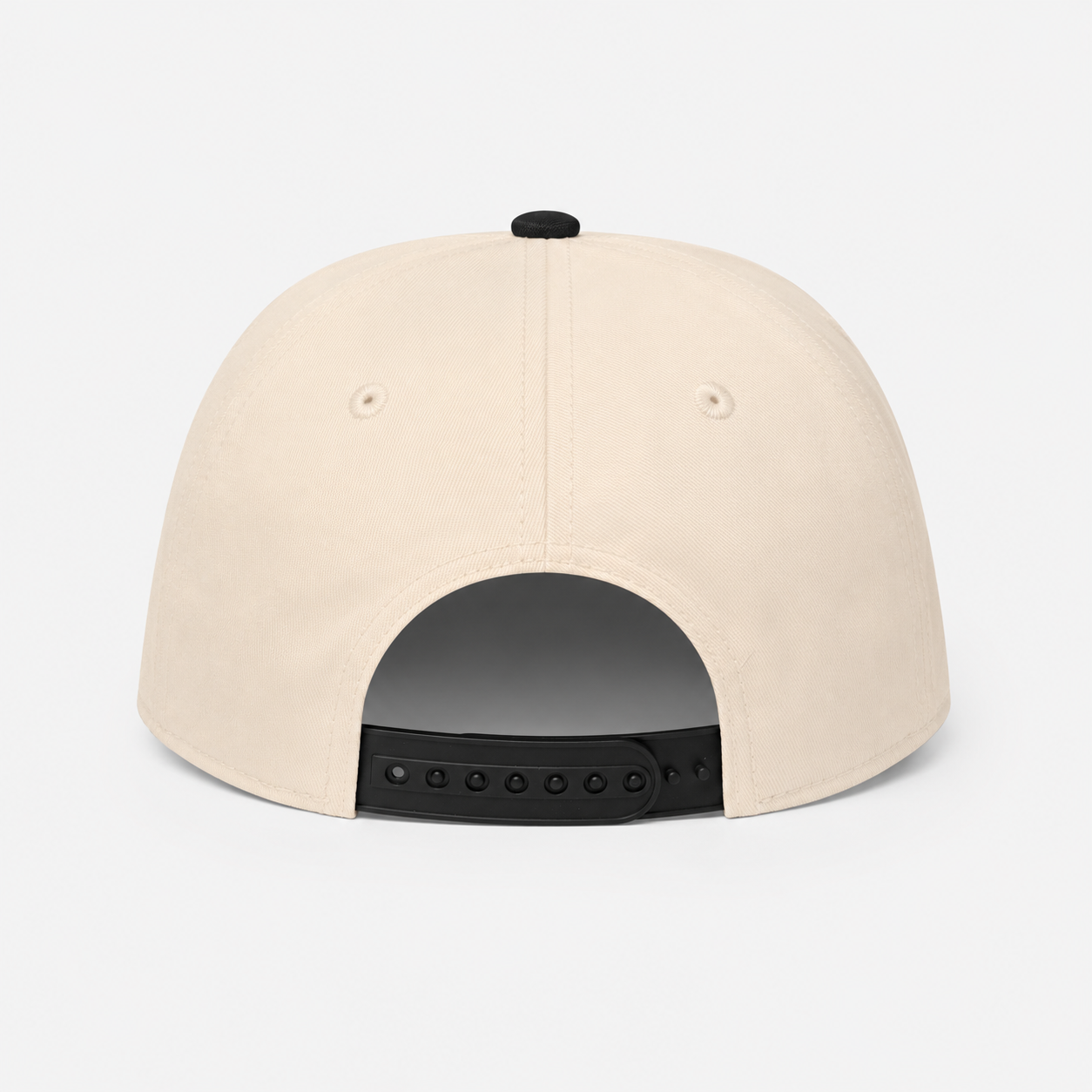 The Acapulco Cap in charcoal and cream — back view with snapback closure