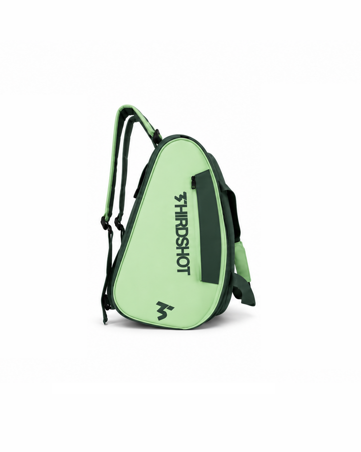 The Wimbledon Green Court Bag – dark green & pale green padel and pickleball court bag – side view