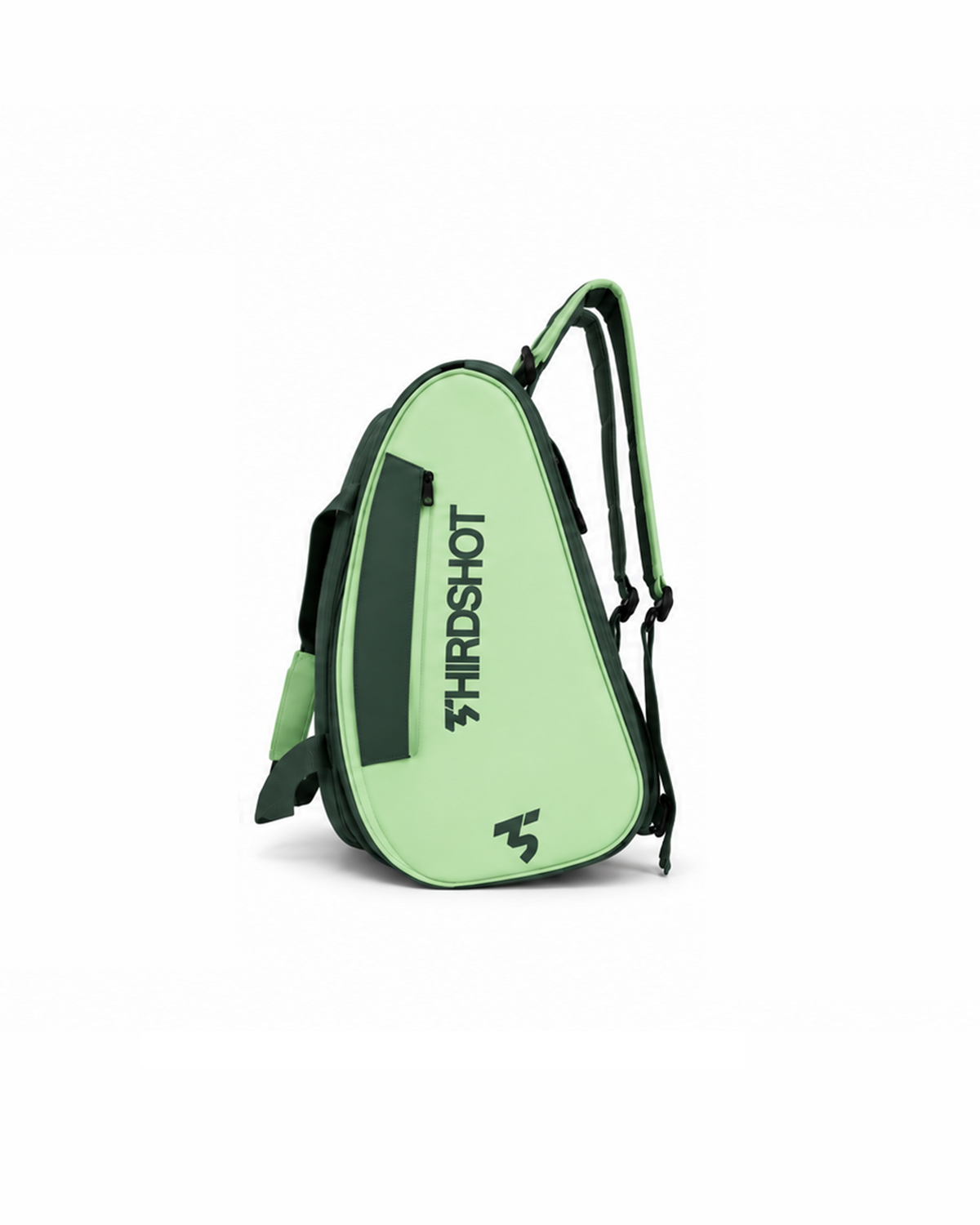 The Wimbledon Green Court Bag – dark green & pale green padel and pickleball court bag – side view