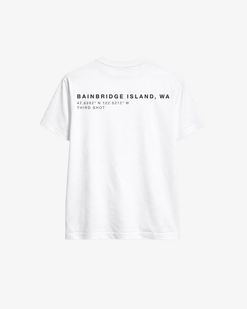 Bainbridge Island Tee 200gsm in White — Third Shot UK pickleball & padel tee