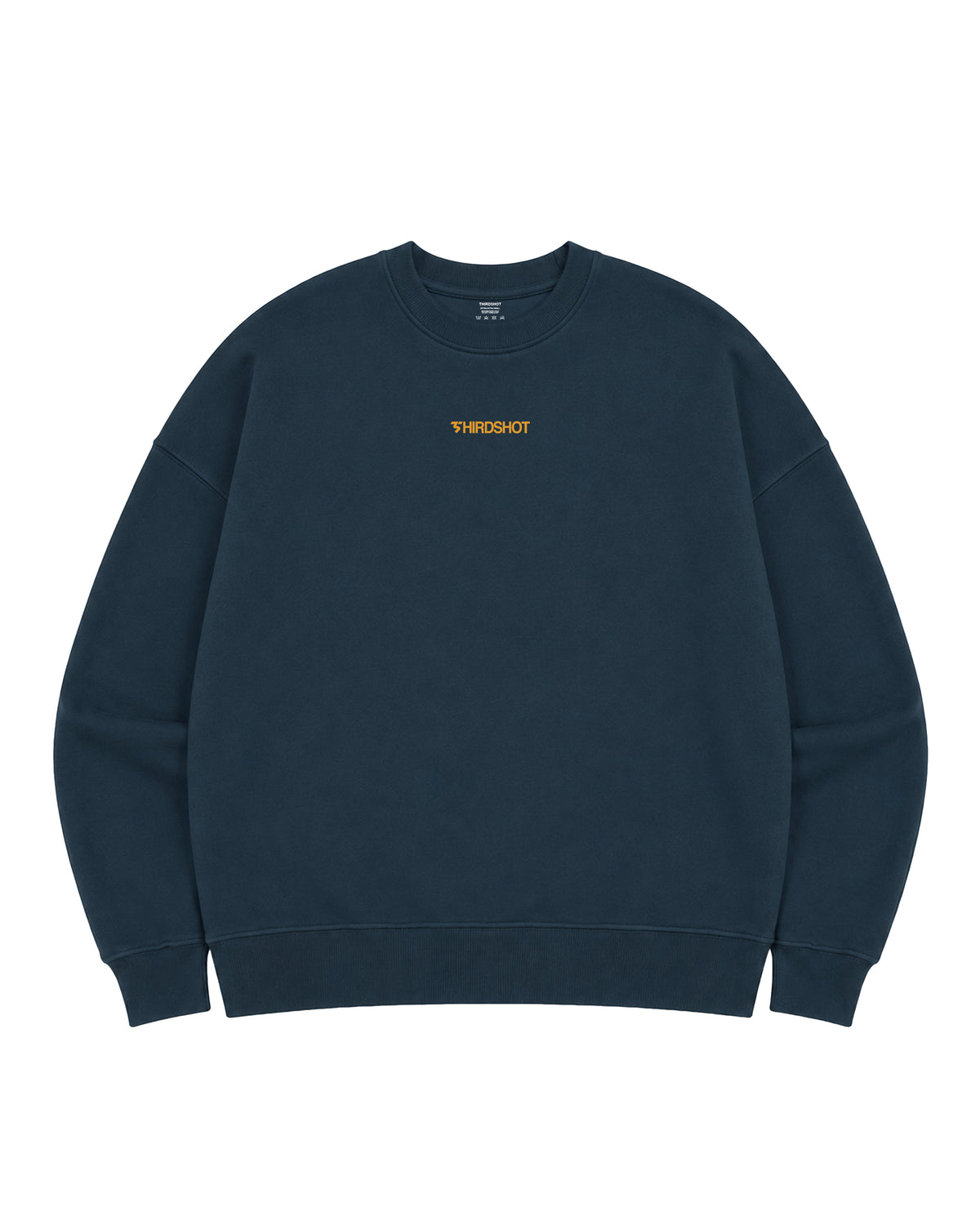 Unisex Oversized Crewneck Sweat in deep teal, front view with orange Third Shot chest logo