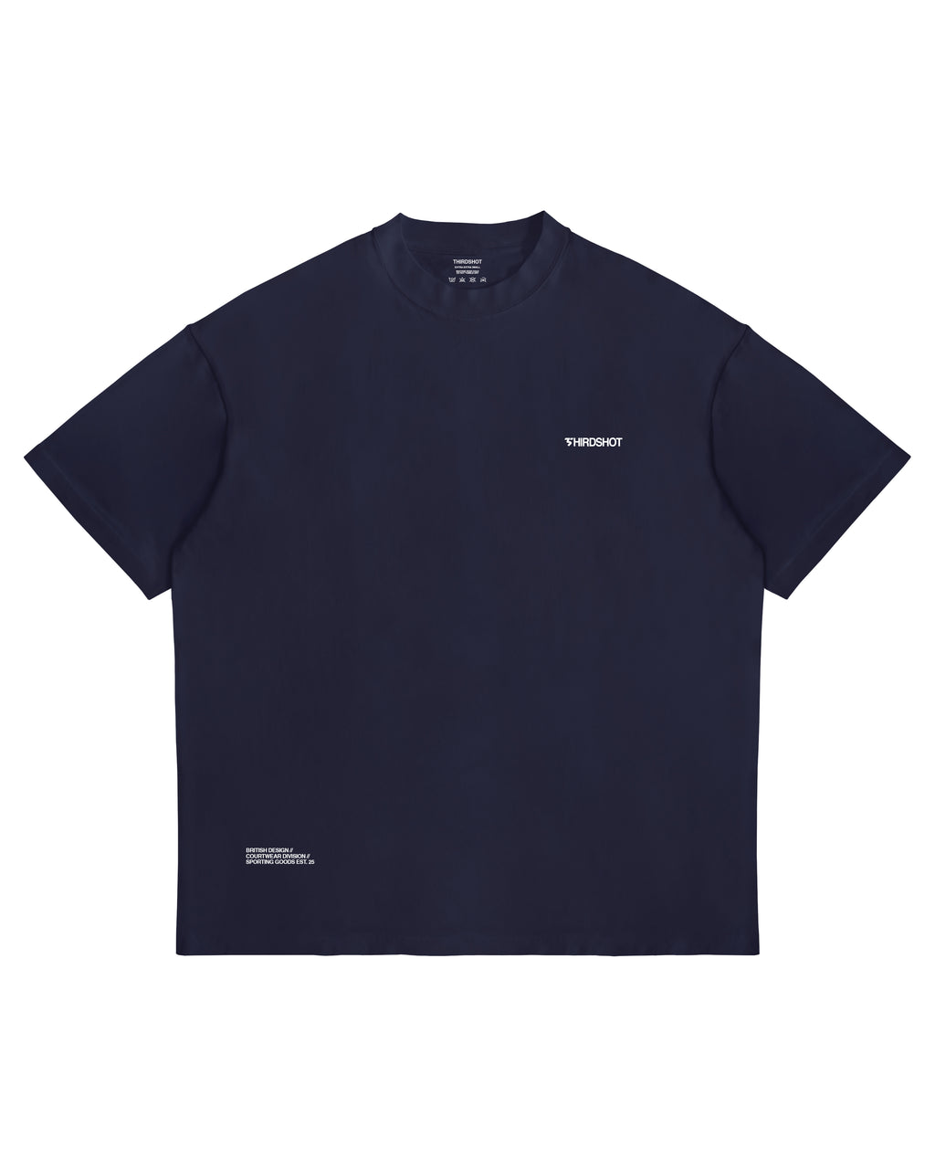Racket Club Sundays oversized tee in navy, front view with white Third Shot chest logo
