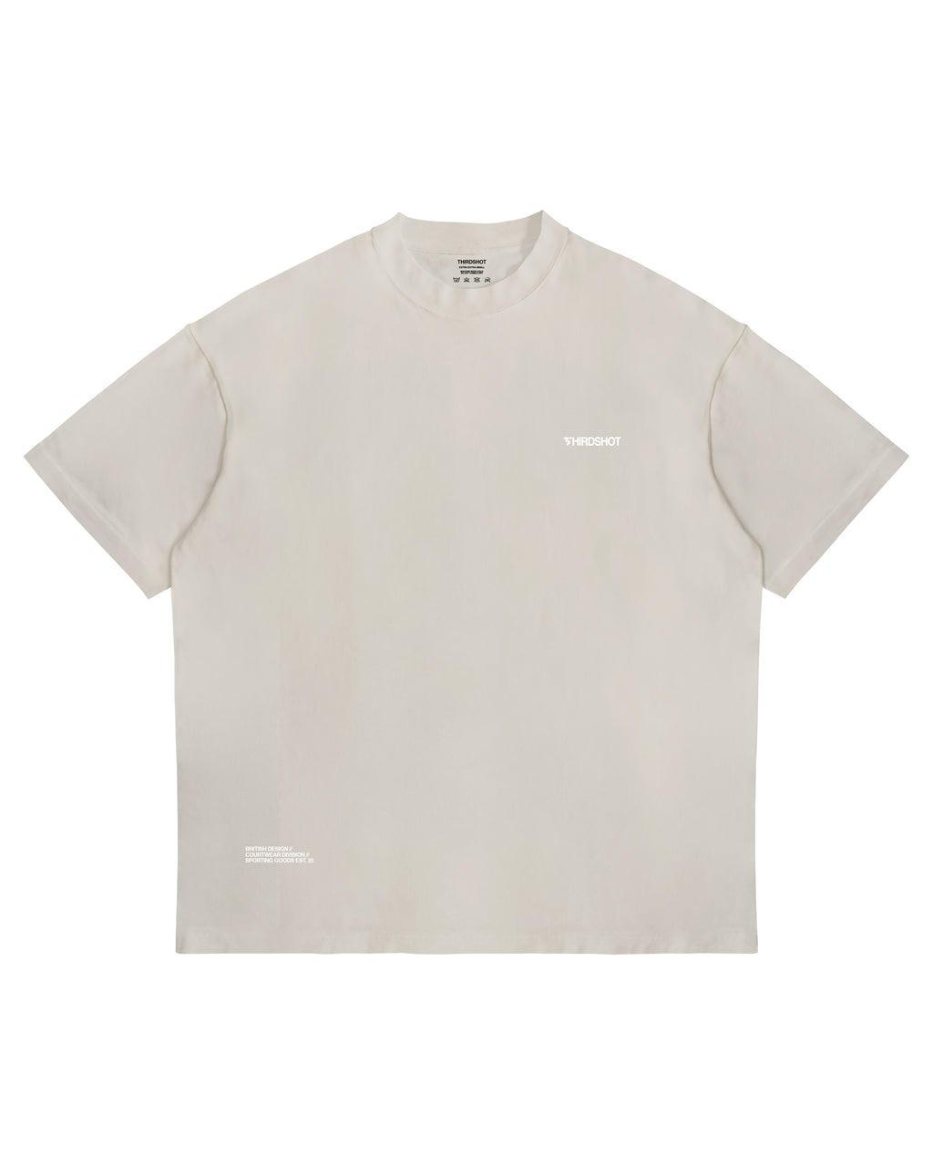 Racket Club Sundays oversized tee in sand, front view with white Third Shot chest logo