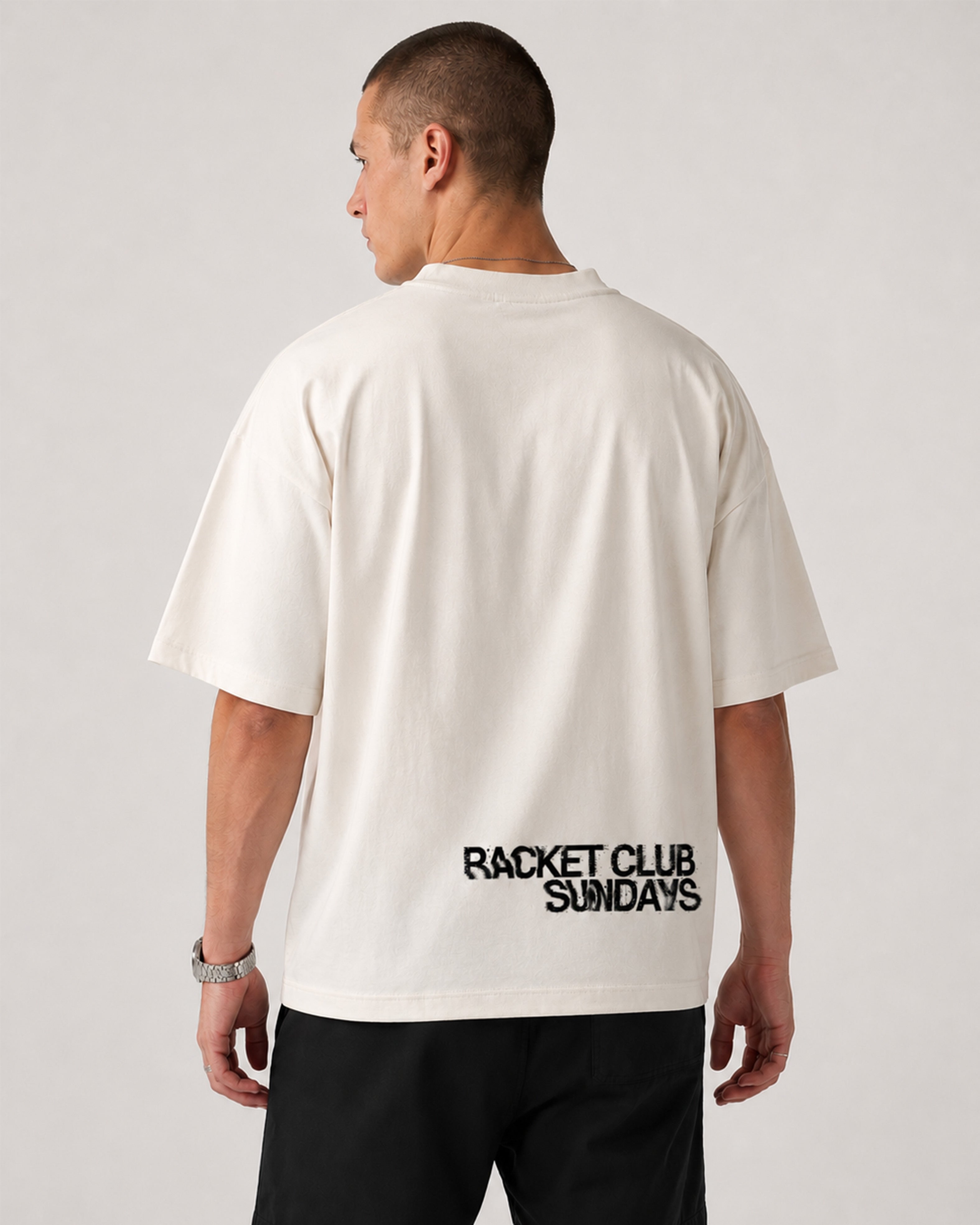 Racket Club Sundays Tee - Ecru and Black