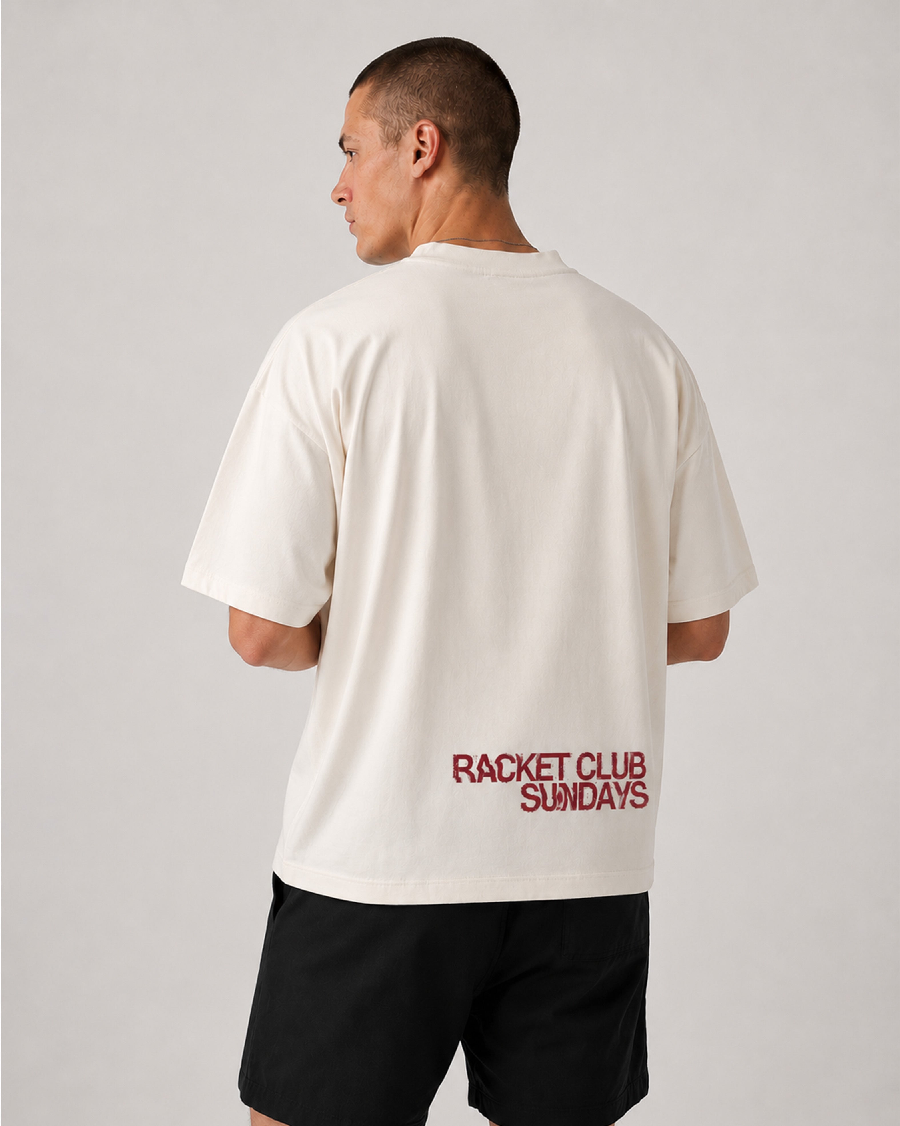 Racket Club Sundays Tee - Ecru and Red