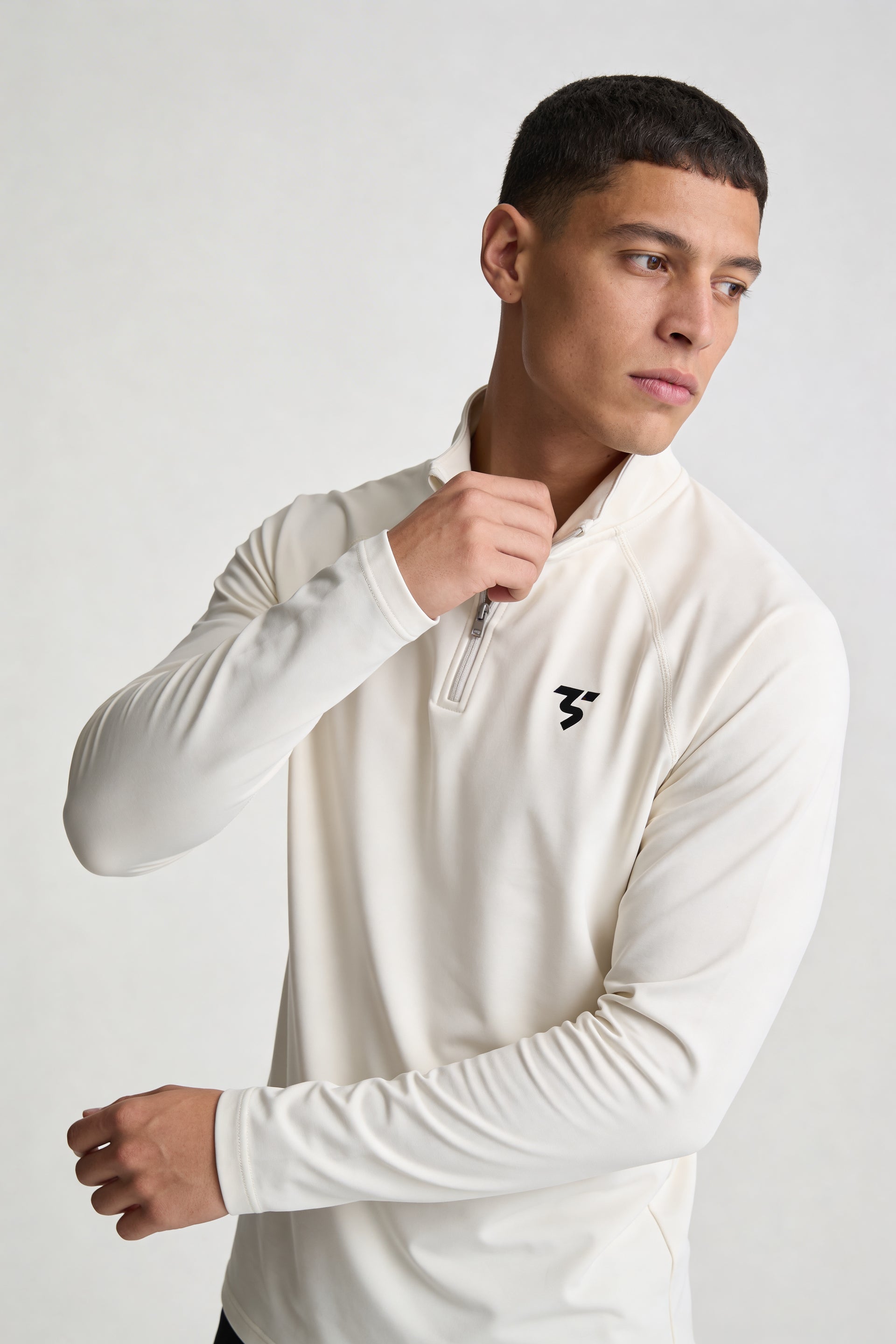 Third Shot Performance Quarter Zip Sports Top in Stone — padel & pickleball performance top