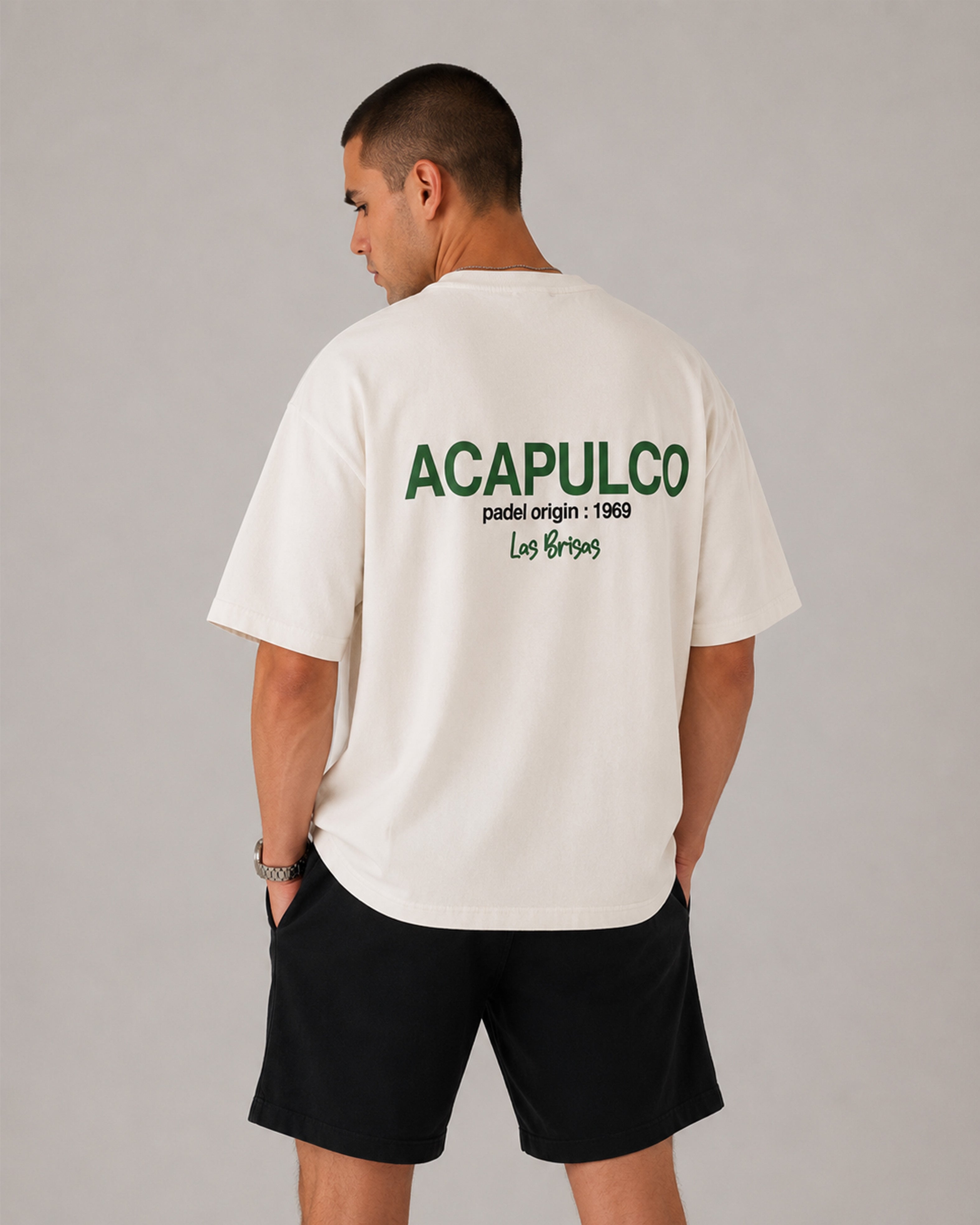 Acapulco Origins T-shirt - Ecru and Green