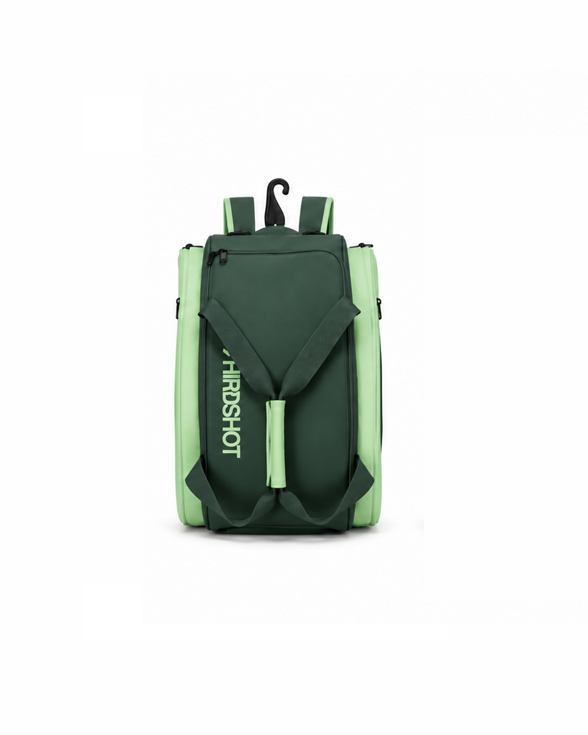 The Wimbledon Green Court Bag – dark green & pale green padel and pickleball court bag – front view